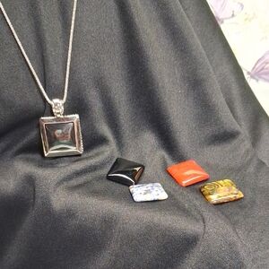 Silver Necklace with Interchangeable Pendants